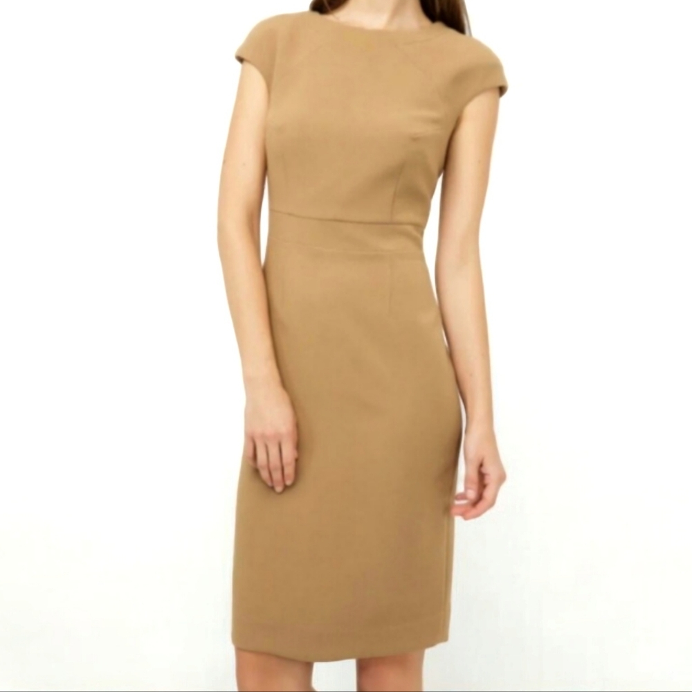 J Crew Women's Camel Sheath Wool Size 2 Dress